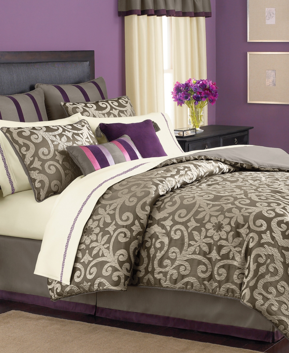 Martha Stewart Collection Bedding, Brownstone Damask 24 Piece Room in 