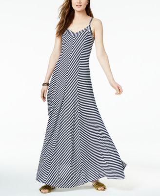 sleeveless striped maxi dress