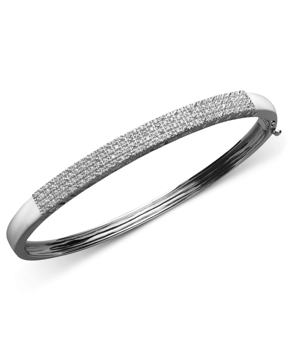 Victoria Townsend Sterling Silver Bracelet, Black Diamond Bangle (1/4