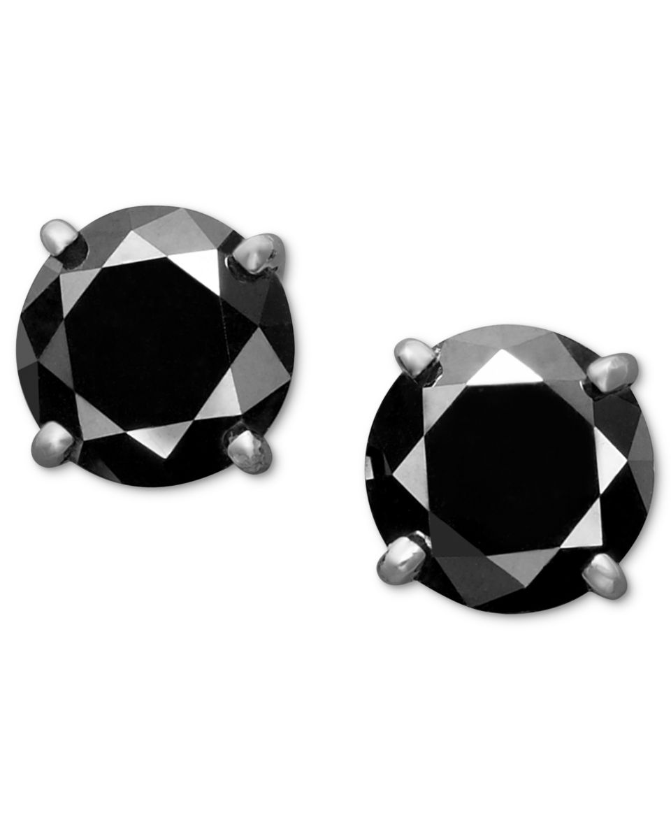 Diamond Earrings, 14k White Gold Black Diamond Stud Earrings   Earrings   Jewelry & Watches