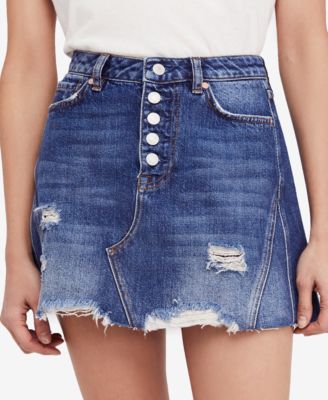 free people denim a line skirt