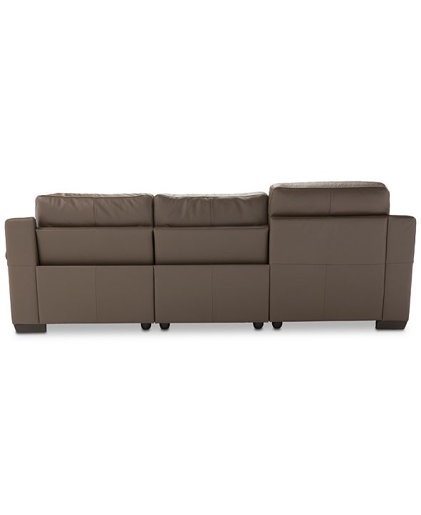 Furniture Julius II 3Pc. Leather Chaise Sectional Sofa With 2 Power