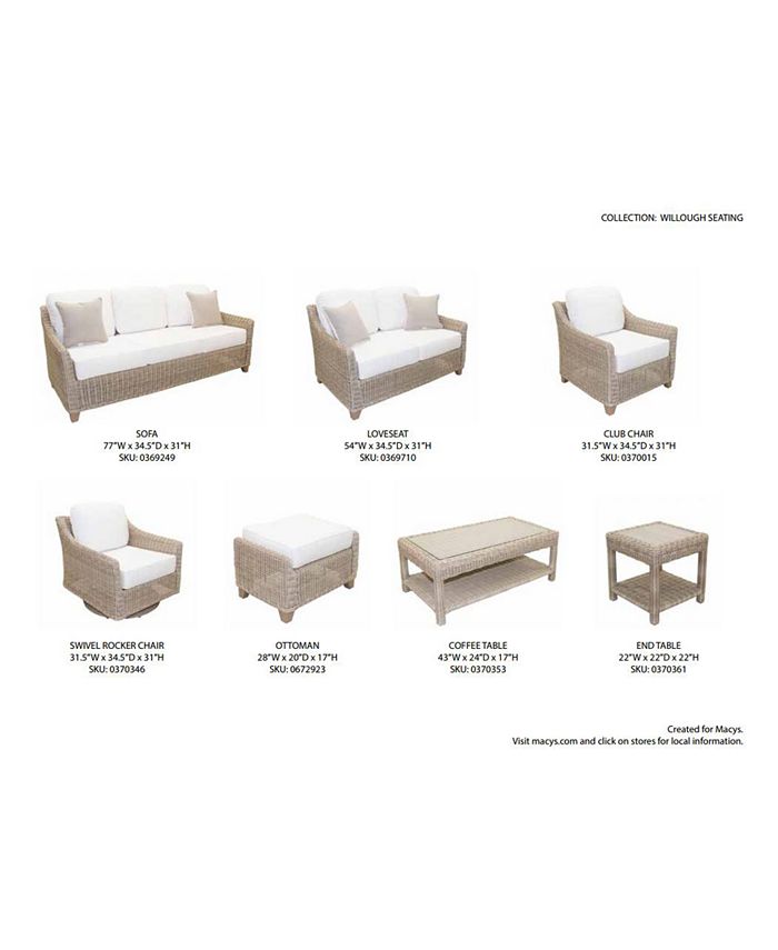 Furniture Willough Wicker Outdoor 2Pc. Set (1 Sofa & 1 Loveseat) with Custom Sunbrella® Colors