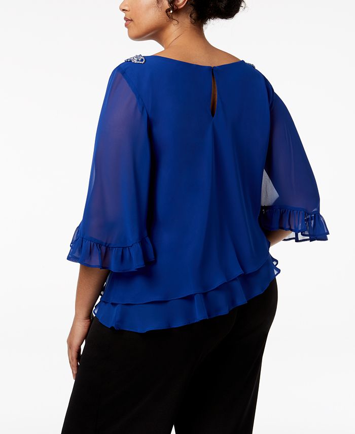 Alex Evenings Plus Size Embellished Tiered Blouse & Reviews - Tops ...