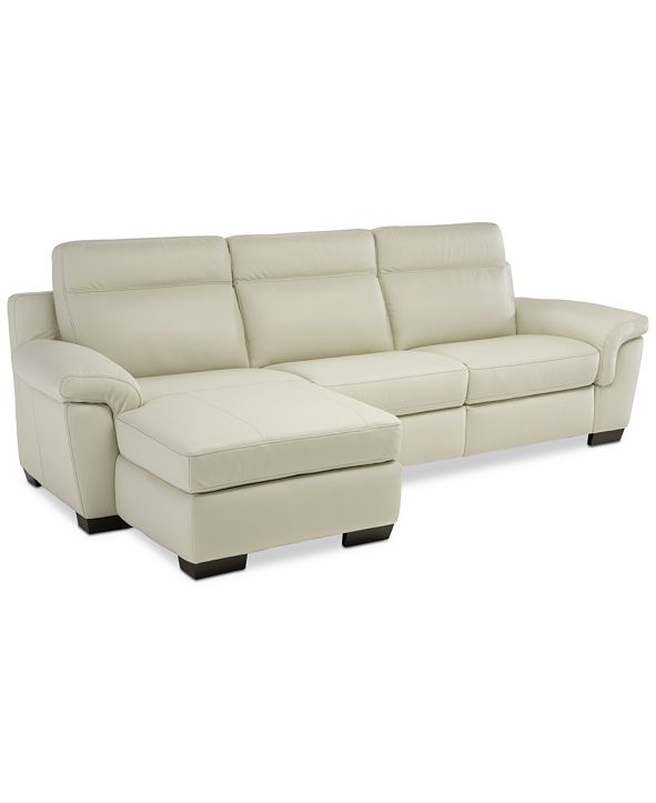 Furniture Julius II 3Pc. Leather Chaise Sectional Sofa With 2 Power
