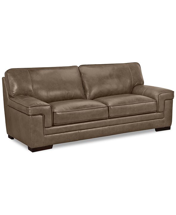 Furniture Myars 91" Leather Sofa & Reviews Furniture Macy's