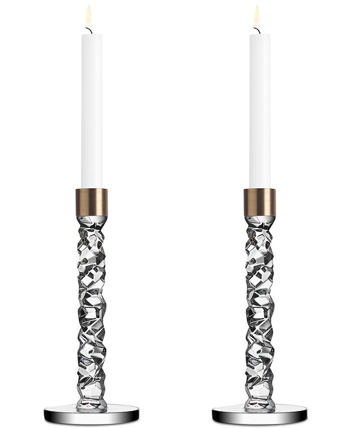 Orrefors Carat Brass Medium Candlestick Pair Reviews Candle Holders Home Decor Macy S
