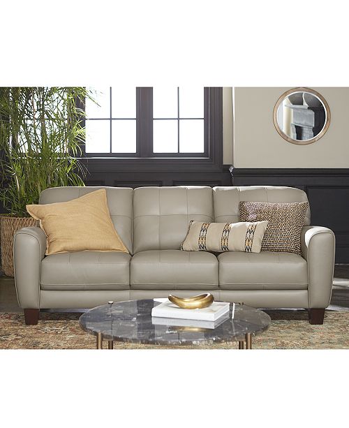 Furniture Kaleb Tufted Leather Sofa Collection Created For Macy S Reviews Furniture Macy S