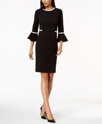calvin klein bell sleeve black dress