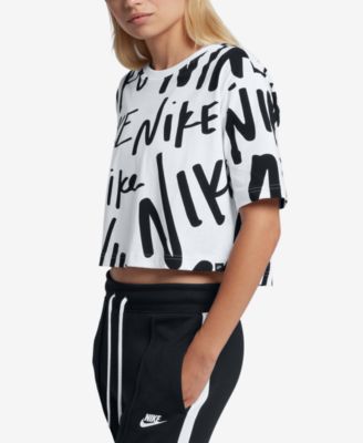 nike all over print crop top