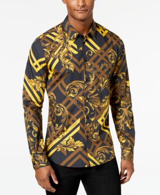 Versace Men's Gold-Printed Shirt 
