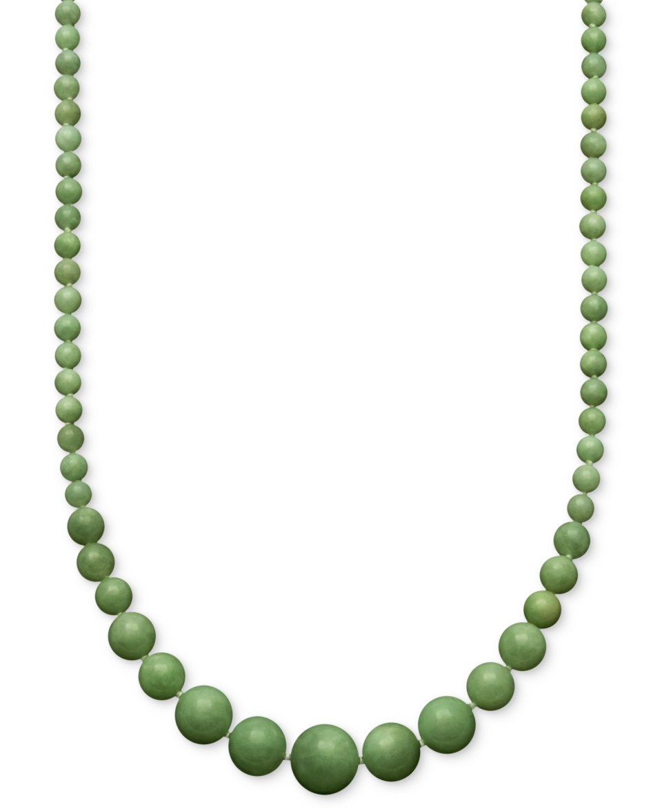 14k Gold Necklace, Jade Graduated Strand   FINE JEWELRY   Jewelry