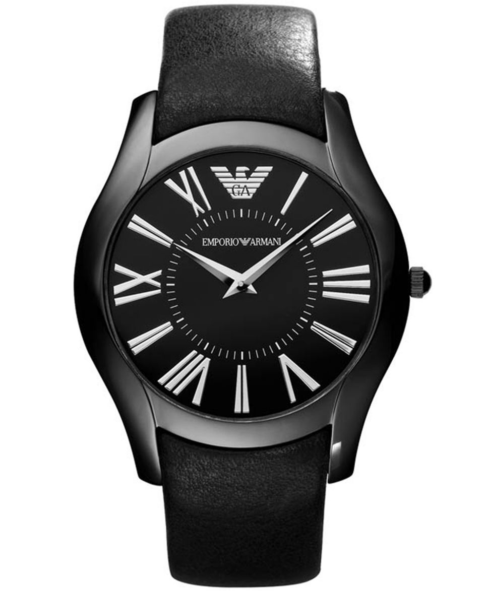 Emporio Armani Watch, Mens Black Leather Strap AR2059