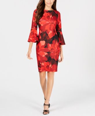 calvin klein red floral dress