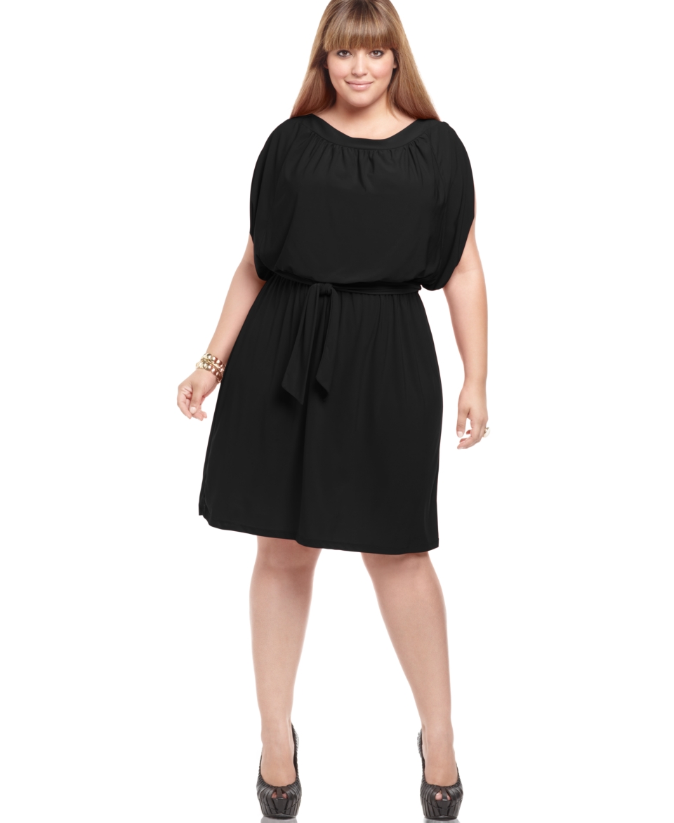 Love Squared Plus Size Dress, Short Sleeve Belted