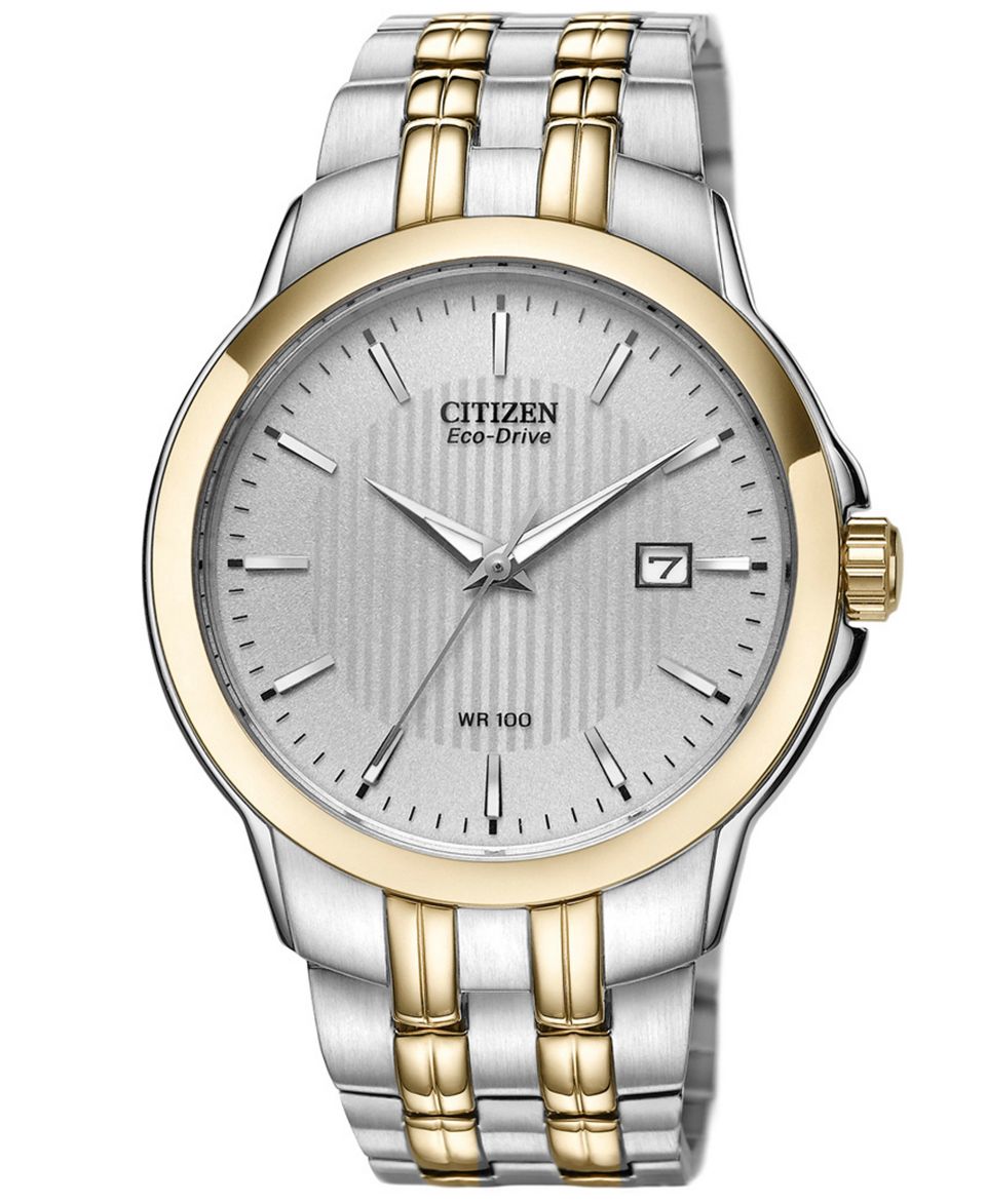 Citizen Watch, Mens Eco Drive Two Tone Stainless Steel Bracelet 39mm