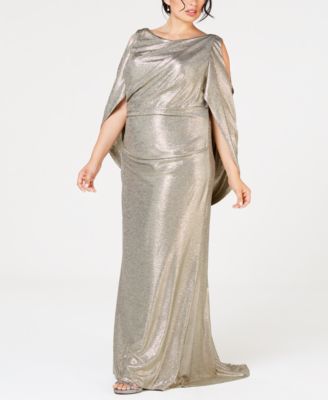 plus size gown with cape