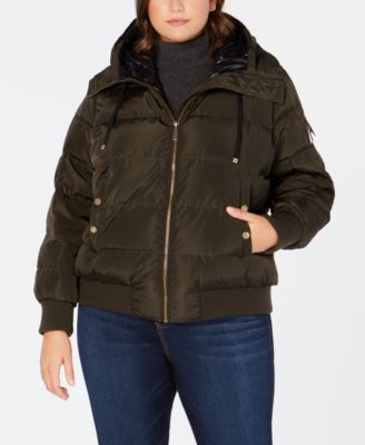 plus size bomber jacket with fur hood