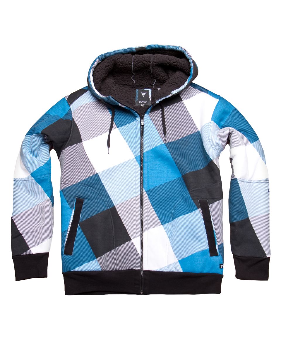 Univibe Sherpa Lined Hoodie, Plaid Zip Up