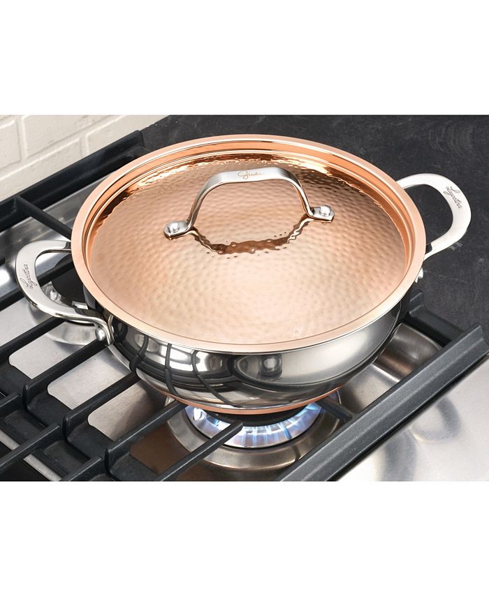 Lagostina Stainless Steel 4Qt. Dutch Oven with Hammered Copper Lid