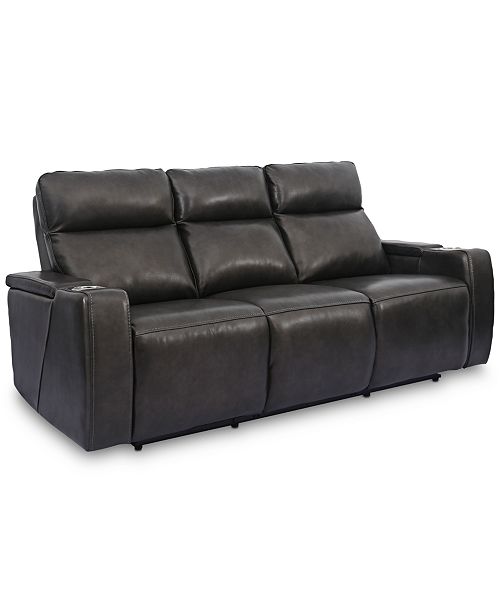 Furniture Oaklyn 84 Leather Sofa With Power Recliners Power Headrests Usb Power Outlet And Drop Down Table Reviews Furniture Macy S