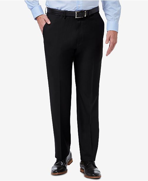 Haggar Men S Premium Comfort Stretch Classic Fit Solid Flat Front Dress Pants Reviews Pants Men Macy S