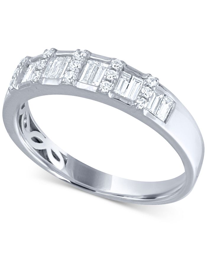 Macy S Diamond Baguette Wedding Band 3 8 Ct T W In 14k White Gold Reviews Rings Jewelry Watches Macy S