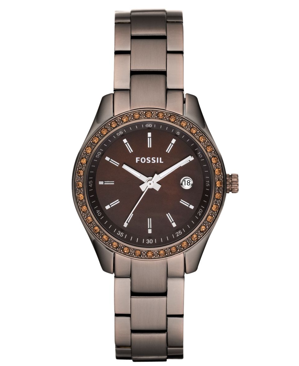 Fossil Watch, Womens Mini Stella Glitz Brown Ion Plated Stainless