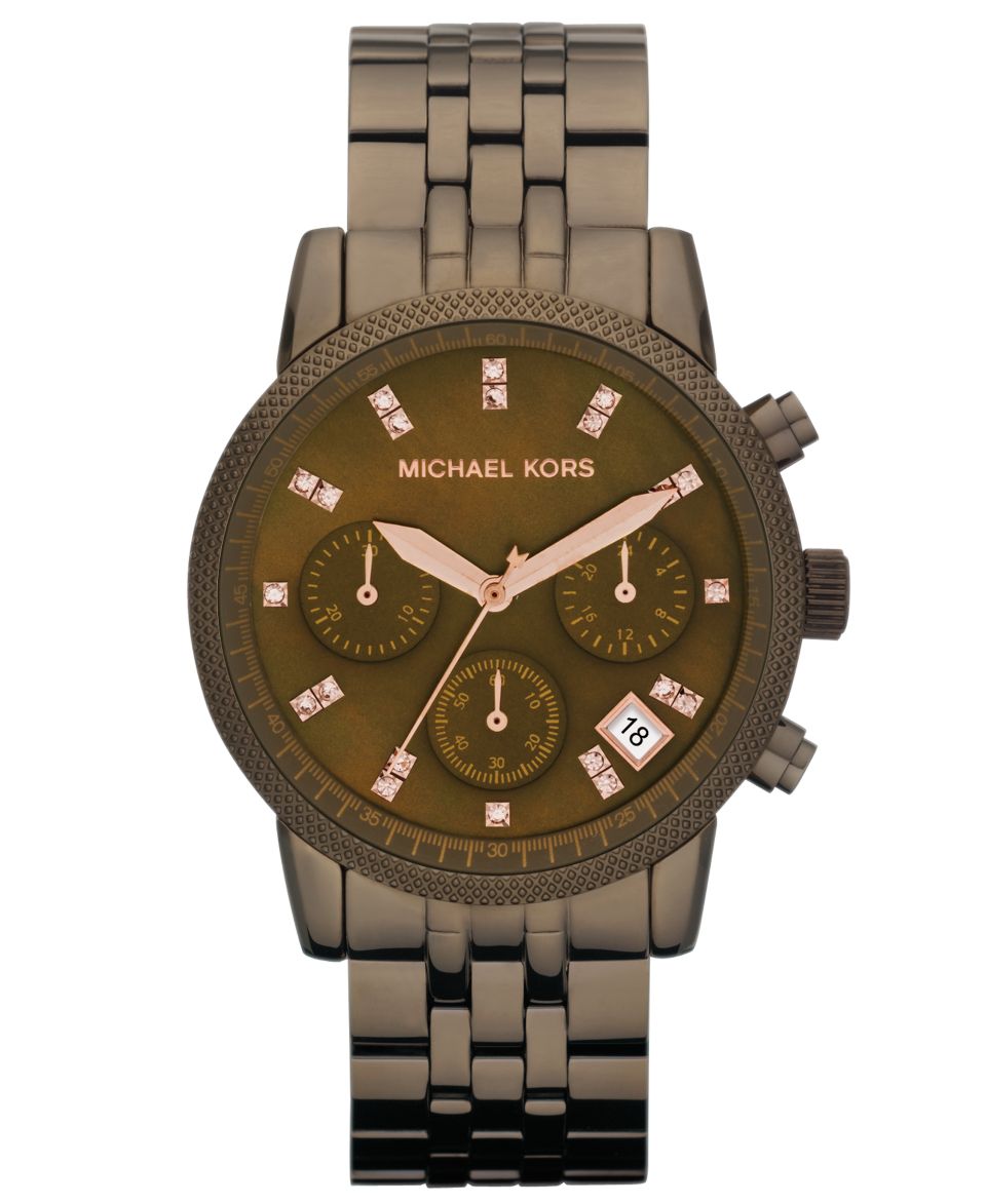 Michael Kors Watch, Womens Chronograph Ritz Espresso Stainless Steel