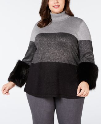 faux fur turtleneck sweater