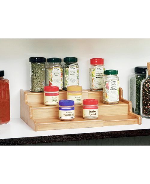 Seville Classics 3 Tier Expandable Bamboo Spice Rack Step Shelf Cabinet Organizer Reviews Cleaning Organization Home Macy S