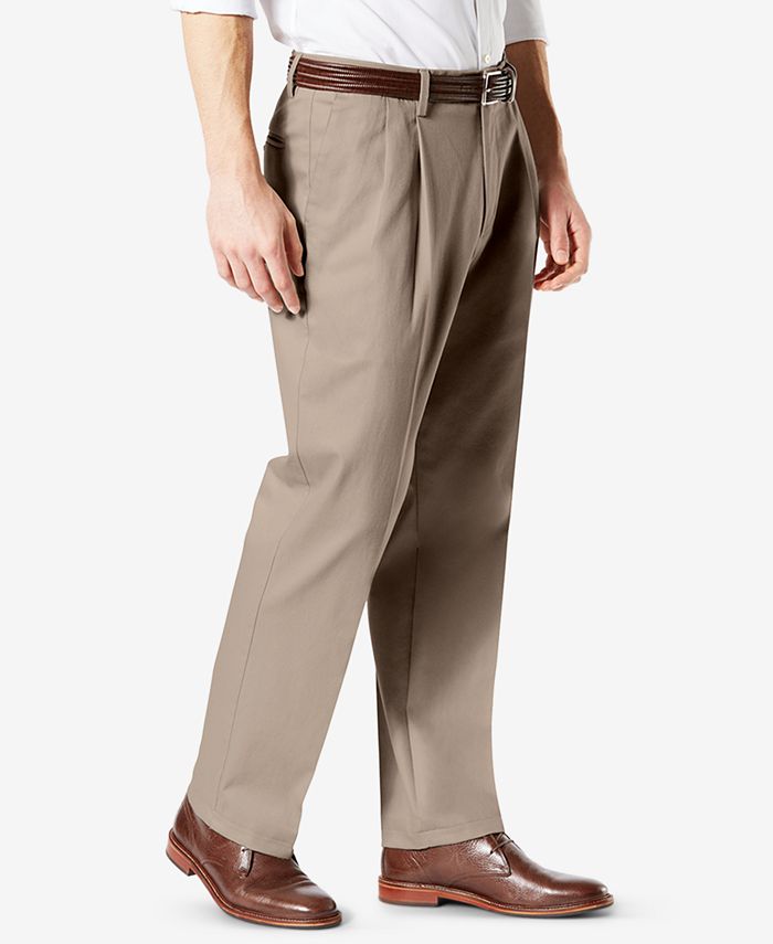 Dockers Men's Signature Lux Cotton Classic Fit Pleated Creased Stretch Khaki Pants & Reviews