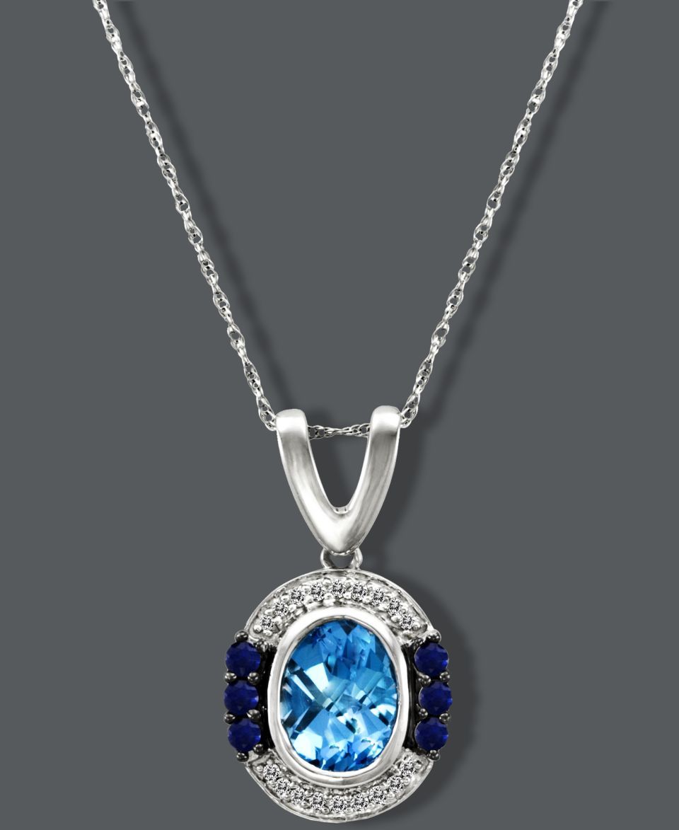 Le Vian 14k White Gold Necklace, Blue Topaz (1 1/5 ct. t.w.), Sapphire