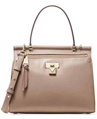 jasmine polished leather top handle satchel