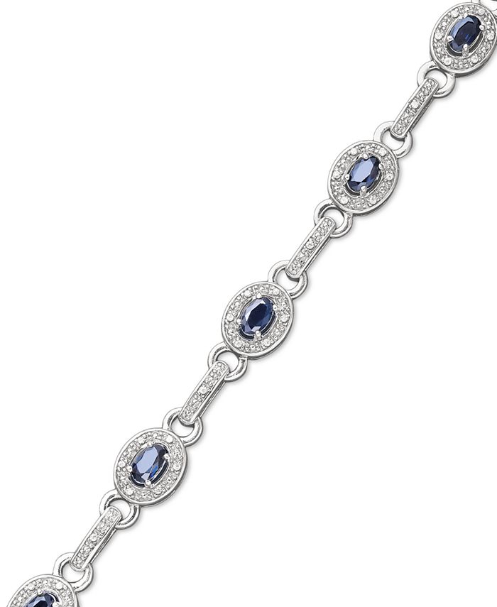 Macy's Sterling Silver Bracelet, Sapphire (25/8 ct. t.w.) and Diamond
