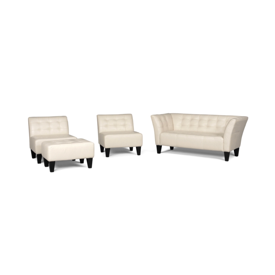 Orso Leather Living Room Furniture, 4 Piece Set (Apartment Sofa, 2 