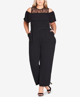 plus size cold shoulder jumpsuit