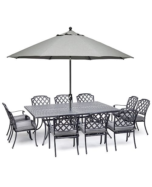 Furniture Vintage Ii Outdoor Cast Aluminum 11 Pc Dining Set 84 X 60 Table 10 Dining Chairs With Sunbrella Cushions Created For Macy S Reviews Furniture Macy S