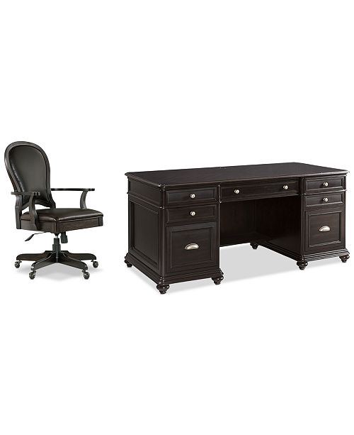Furniture Clinton Hill Ebony Home Office 2 Pc Set Executive Desk Leather Desk Chair Reviews Furniture Macy S