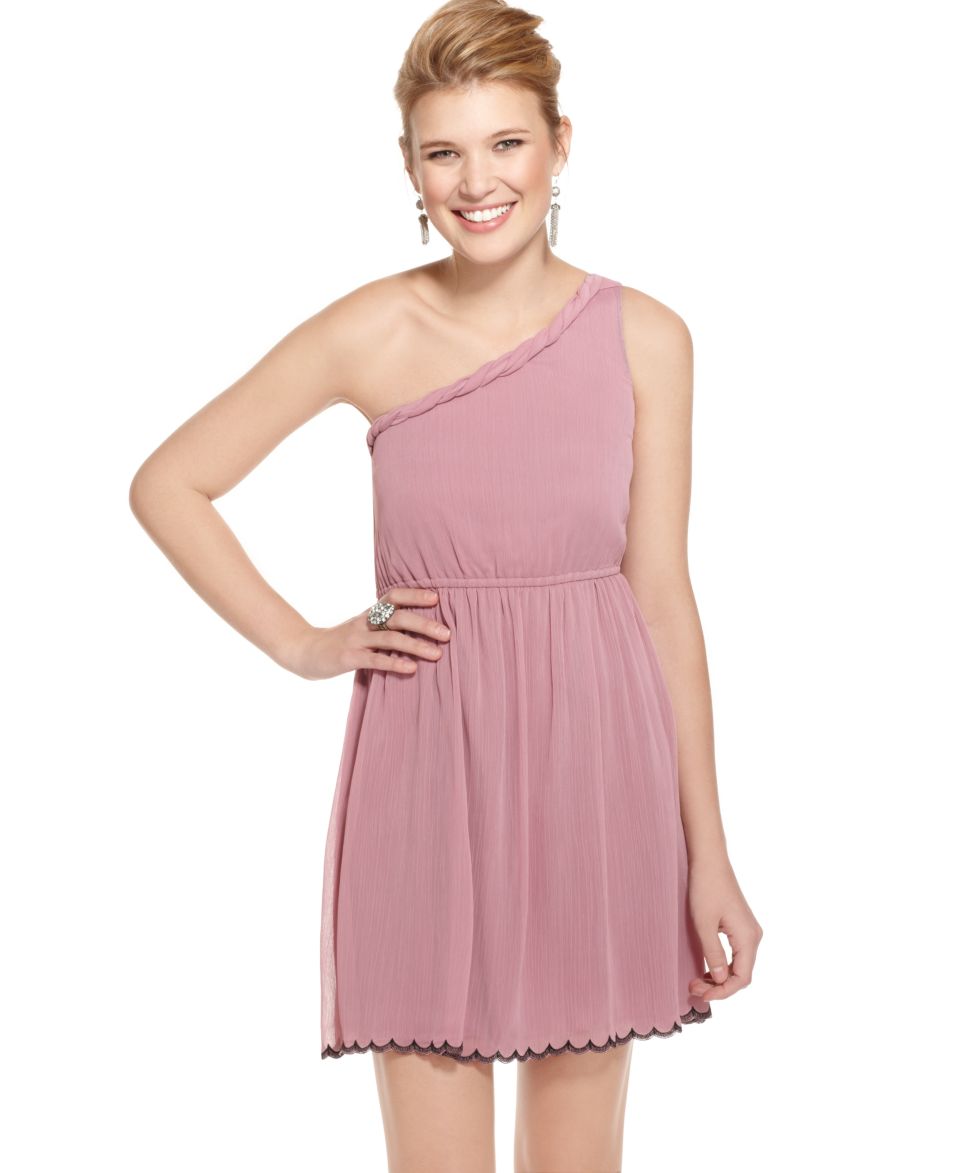 BeBop Juniors Dress, Sleeveless One Shoulder Scalloped Braided A Line