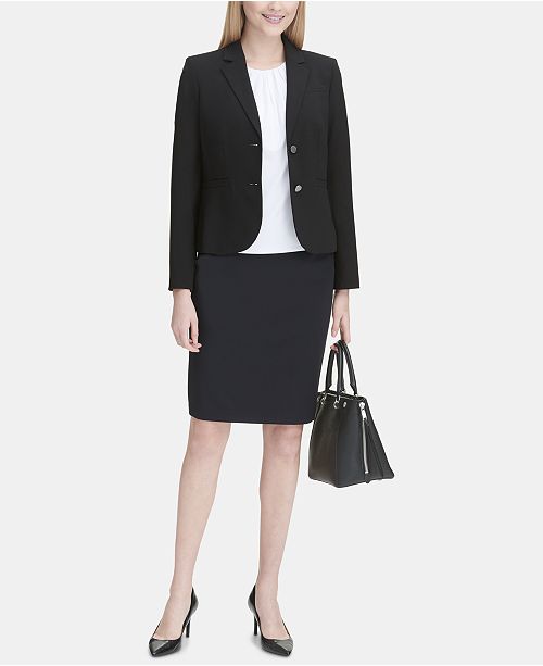 Calvin Klein Two-Button Blazer, Pleated Top & Pencil Skirt & Reviews - Wear  to Work - Women - Macy's