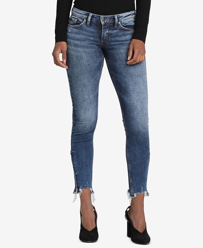 Silver Jeans Co Tuesday Raw Hem Skinny Jeans Reviews Jeans Women Macy S