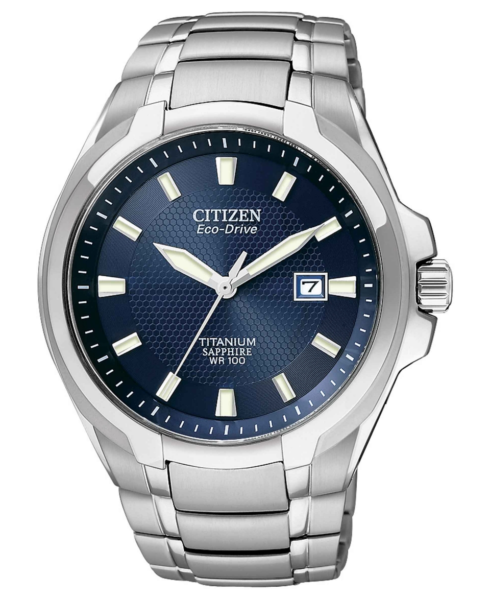 Citizen Watch, Mens Eco Drive Silver Tone Titanium Bracelet 42mm