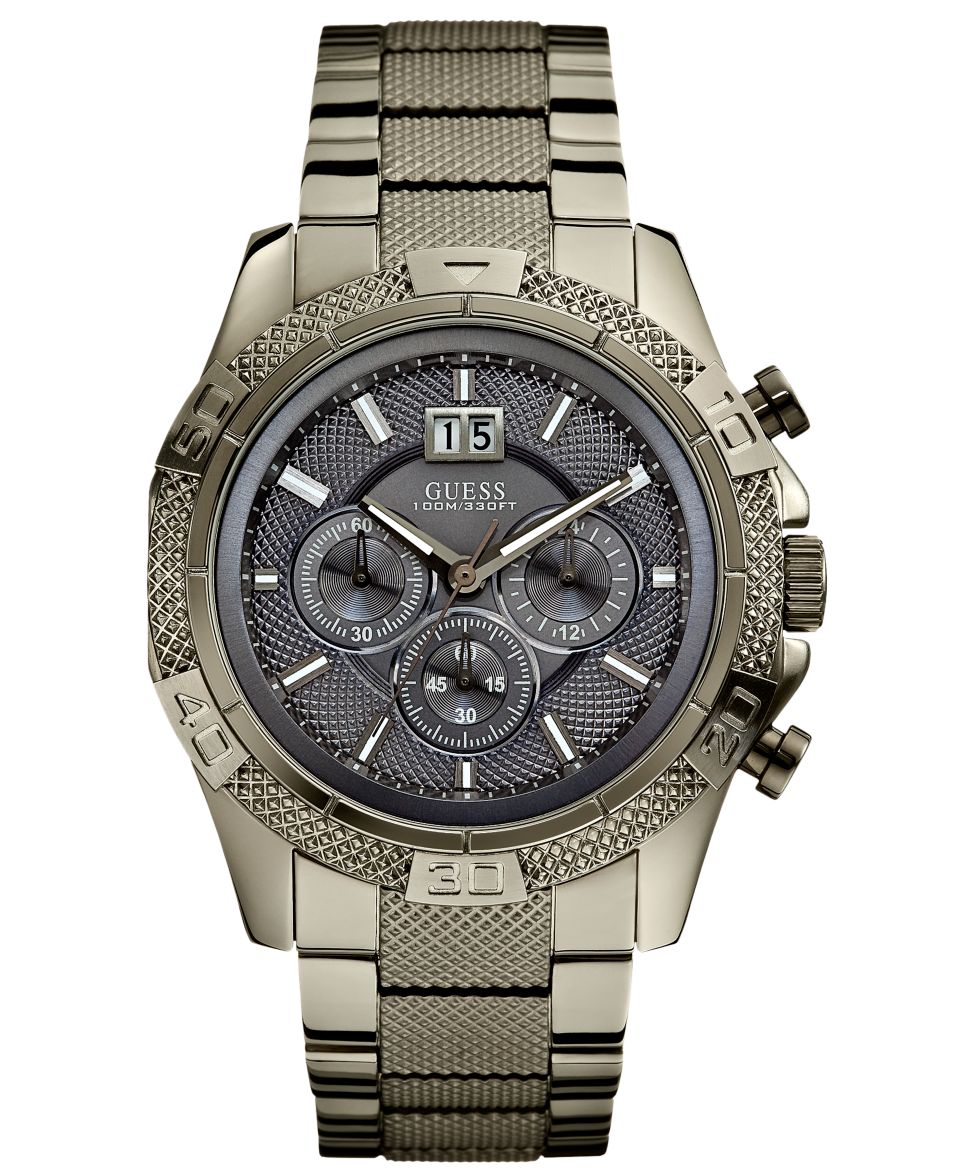 GUESS Watch, Mens Chronograph Gunmetal Stainless Steel Bracelet 46mm