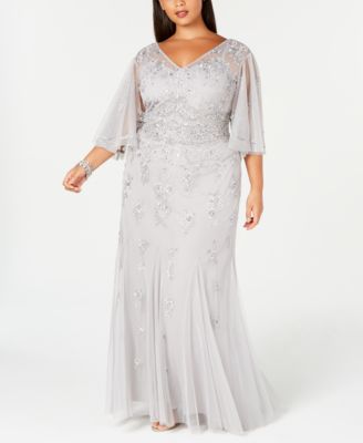 Adrianna Papell Plus Size Beaded Wide 