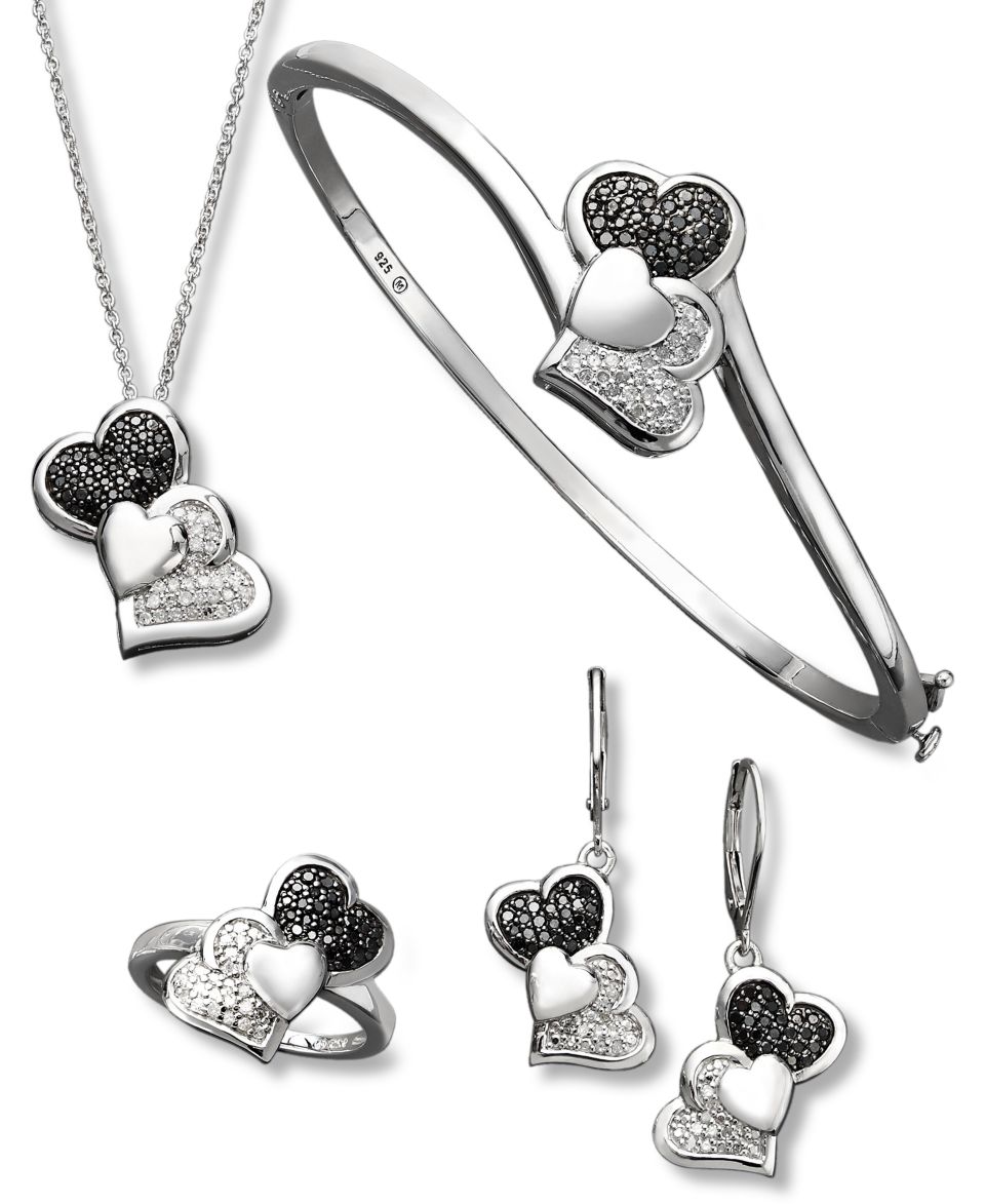 Treasured Hearts Diamond Jewelry Collection, Sterling Silver Black and