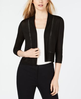 anne klein broderie cropped lace cardigan