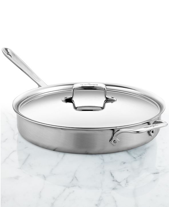 AllClad D5 Brushed Stainless Steel 6 Qt. Covered Saute Pan & Reviews