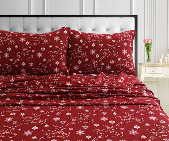 Tribeca Living Holiday Print Flannel Extra Deep Pocket ...