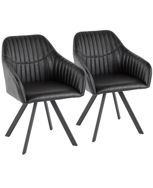 Lumisource Clubhouse Pleated Chair In Faux Leather Set Of 2 Reviews Furniture Macy S